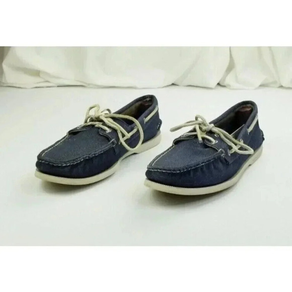 Sperry Top-Sider 11M Men's Blue Denim Sailboat & Embossed Heel Logo Boat Shoes - Picture 9 of 12